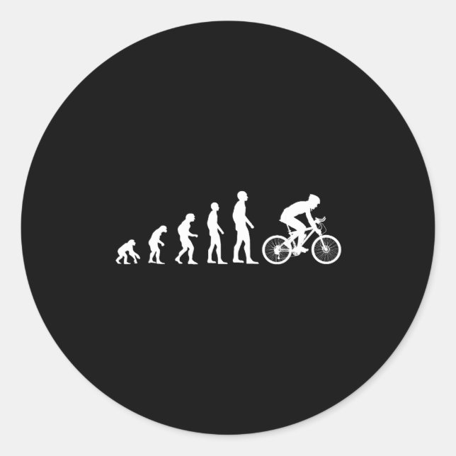 Pegatina Redonda Evolution Bike Man Humour Cyclist Funny  (Anverso)