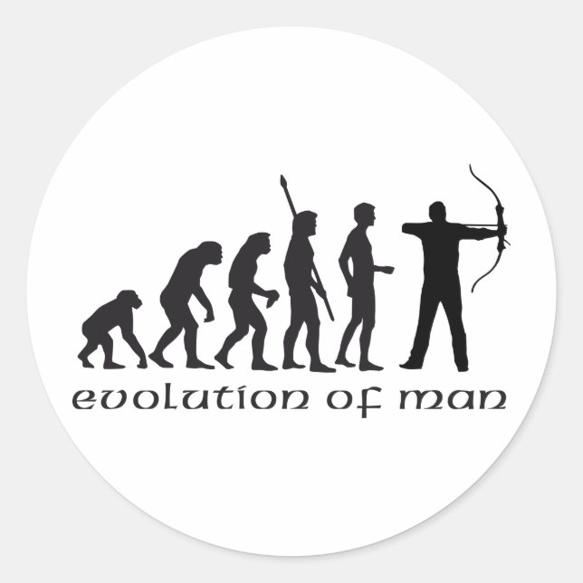 Pegatina Redonda evolution bow and arrow (Anverso)