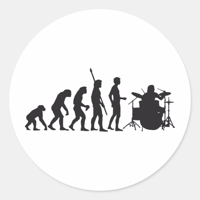 Pegatina Redonda evolution drummer (Anverso)