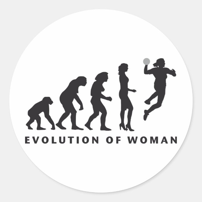 Pegatina Redonda evolution female handball (Anverso)
