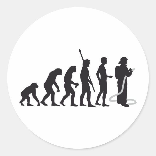 Pegatina Redonda evolution firefighter (Anverso)