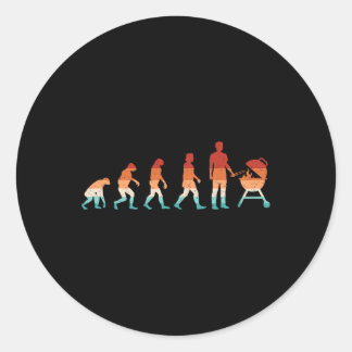 Pegatina Redonda Evolution Grilling Funny Bbq Retro Grill Rbecue