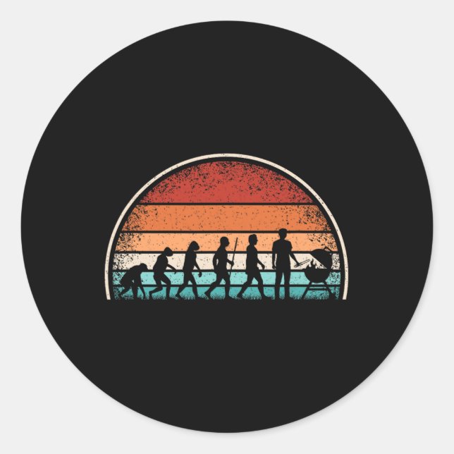 Pegatina Redonda Evolution Grilling Funny Bbq Retro Grill Rbecue 1 (Anverso)