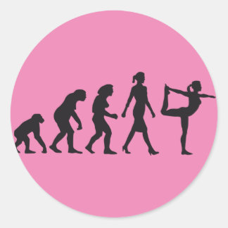 Pegatina Redonda evolution of woman yoga position