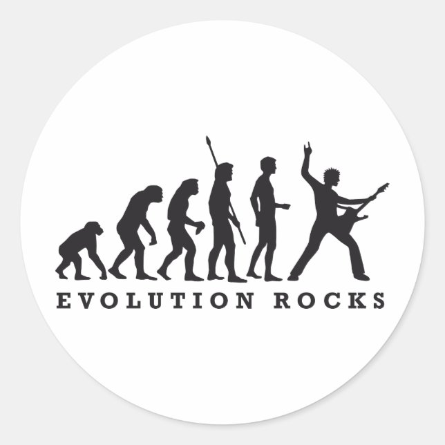 Pegatina Redonda evolution rocks (Anverso)