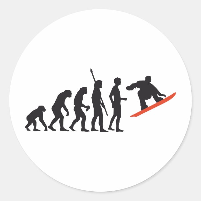 Pegatina Redonda evolution snowboard (Anverso)