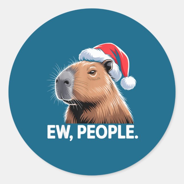 Pegatina Redonda Ew People Capybara Christmas Humor  (Anverso)