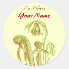 Pegatina Redonda Ex Libris Carnivorous Plant Pegatinas