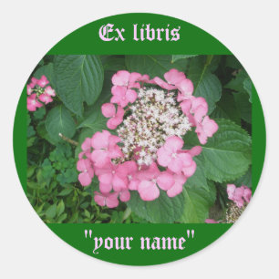 Pegatina Redonda Ex Libris Pegatinas de Hydrangea Rosa a Personaliz