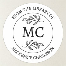 Ex libris personalizado con monograma de la biblio