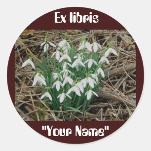 Pegatina Redonda Ex libris Snowdrop Pegatinas