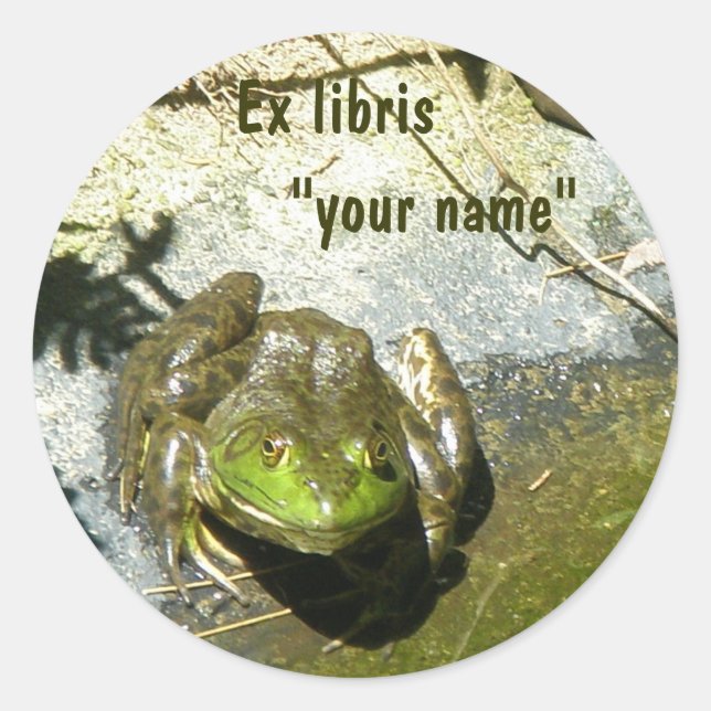 Pegatina Redonda Ex Pegatinas de Libris Bullfrog a Personalizar (Anverso)