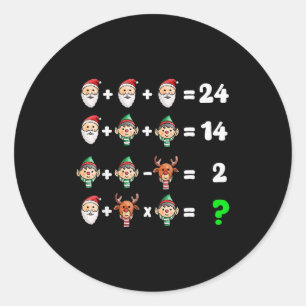 Pegatina Redonda Examen de Orden de Operaciones Navidad Matemáticas