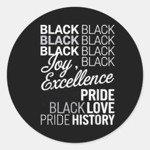 Pegatina Redonda Excelencia De Alegría Negra Orgullo Historia De Am