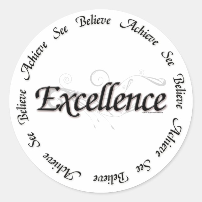 Pegatina Redonda Excelencia - ver creer en lograr (Anverso)