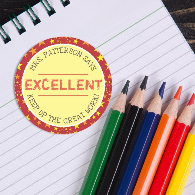 Pegatina Redonda Excelente | Profesores Personalizados (Excellent | Personalized Teachers Classic Round Sticker)