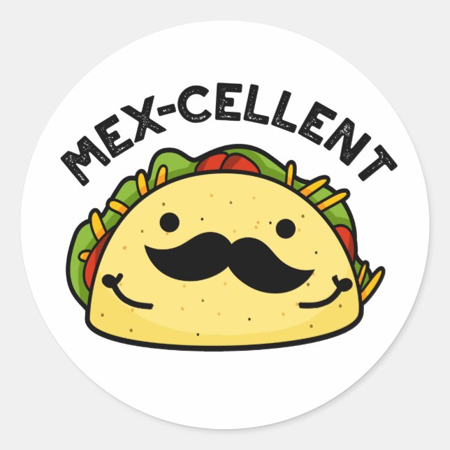 Pegatina Redonda Excelente Taco Pun (Anverso)