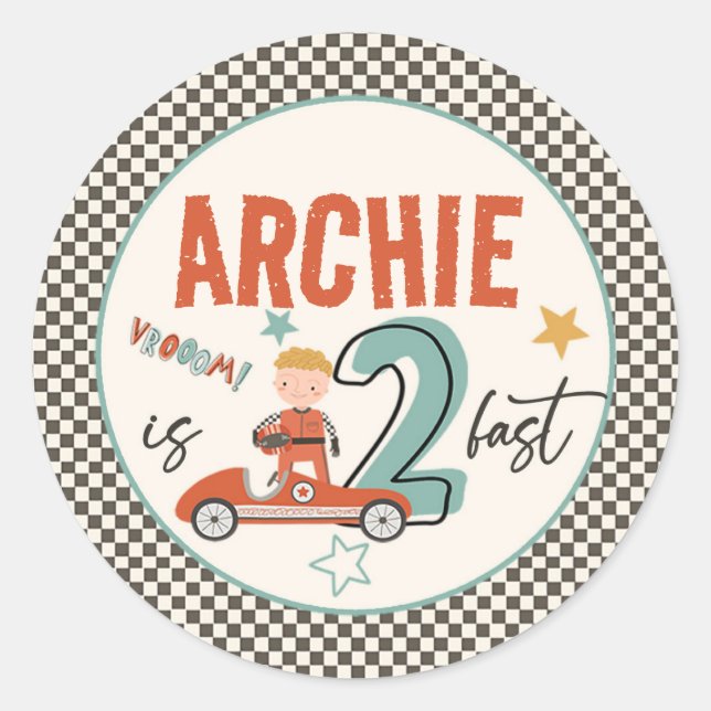 Pegatina Redonda Excitantes Pegatinas de autos de carreras (Anverso)