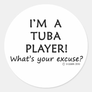 Pegatina Redonda Excusa del jugador de Tuba