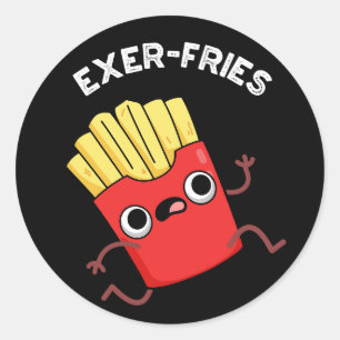 Pegatina Redonda Exer-fries Funny Fries Puns Dark BG