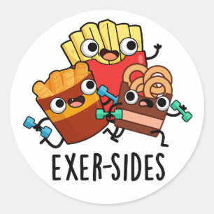 Pegatina Redonda Exer-sides Chiste de Ejercicio Divertido 