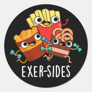 Pegatina Redonda Exer-sides Ejercicio divertido con juego de palabr