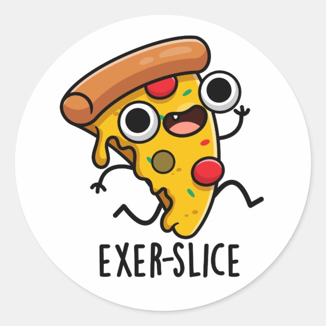 Pegatina Redonda Exer-slice Funny Pizza Pun (Anverso)