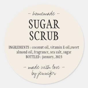 Pegatina Redonda Exfoliante De Azúcar Casero De Crema