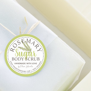 Pegatina Redonda Exfoliante de azúcar y romero personalizado