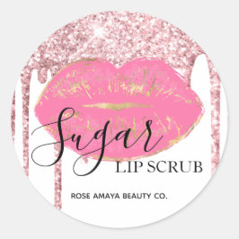 Pegatina Redonda Exfoliante de Labios con Azúcar y Gotear de Purpur