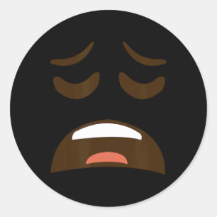 Pegatina Redonda Exhausto Cara Cansada Emoticon Vestido Fácil Hallo