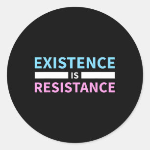 Pegatina Redonda Existencia Es Resistencia Trans Derechos Lgbt Orgu