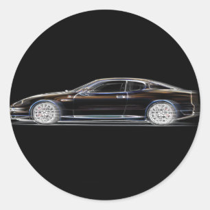 Pegatina Redonda Exótico y negro coche deportivo de lujo de un caba