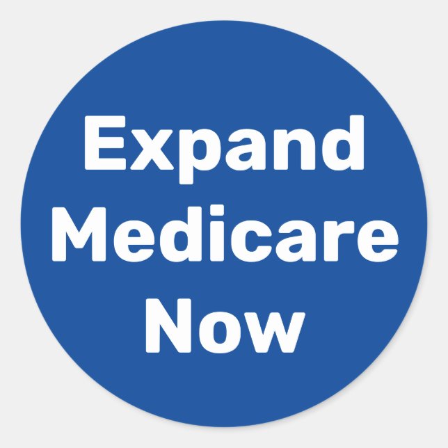 Pegatina Redonda Expandir Medicare ahora (Anverso)