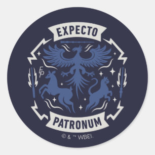 Pegatina Redonda Expecto Patronum Gráfico de Silueta Vintage