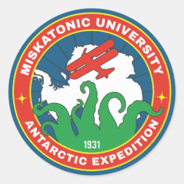 Pegatina Redonda Expedición Antártica de la Universidad Miskatónica