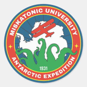 Pegatina Redonda Expedición Antártica de la Universidad Miskatónica