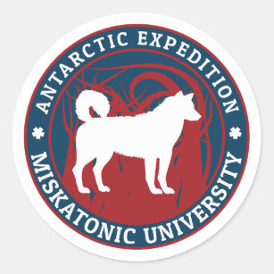 Pegatina Redonda Expedición Antártica de la Universidad Miskatónica