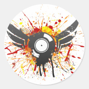 Pegatina Redonda Expediente de la pintada del vuelo - vinilo audio