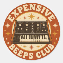 Pegatina Redonda Expensive Beeps Club – Lustiger Synth Nerd