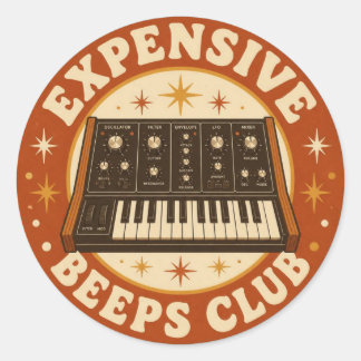 Pegatina Redonda Expensive Beeps Club – Lustiger Synth Nerd