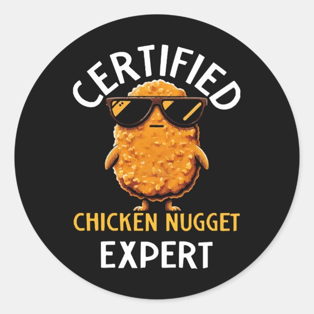 Pegatina Redonda Experto certificado en el nugget de pollo (Anverso)