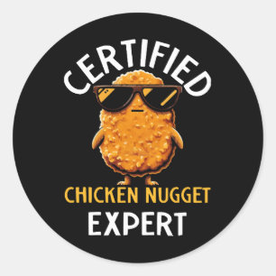 Pegatina Redonda Experto Certificado en Nuggets de Pollo