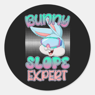 Pegatina Redonda Experto en Bunny Slope conejitas de esquí mujeres
