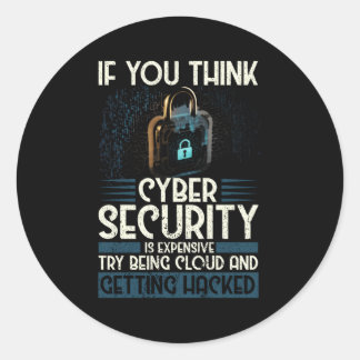 Pegatina Redonda Experto En Ciberseguridad Para Hacker Blanco Y Cyb