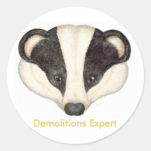 Pegatina Redonda Experto en Demoliciones de Badger
