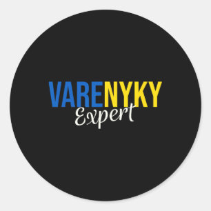 Pegatina Redonda Experto en Varenyky Apoyo Bandera de Ucrania Amor