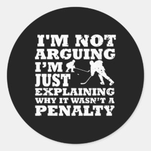 Pegatina Redonda Explicando Hockey sobre Hielo No Fue Penalti Diver