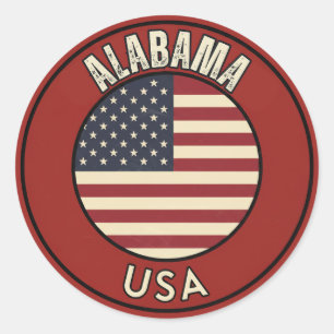 Pegatina Redonda Explora Alabama - Aventura Estatal