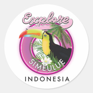 Pegatina Redonda Explora el logotipo de Simeulue Indonesia.